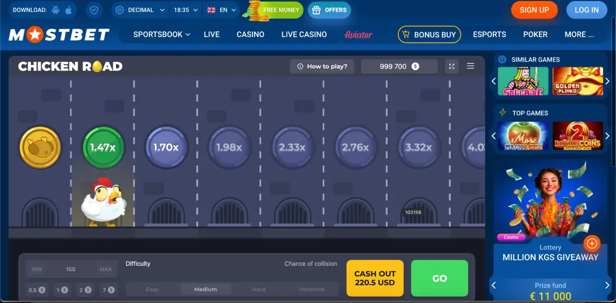Step-by-step game round in Mostbet Chicken Road with fire tiles
