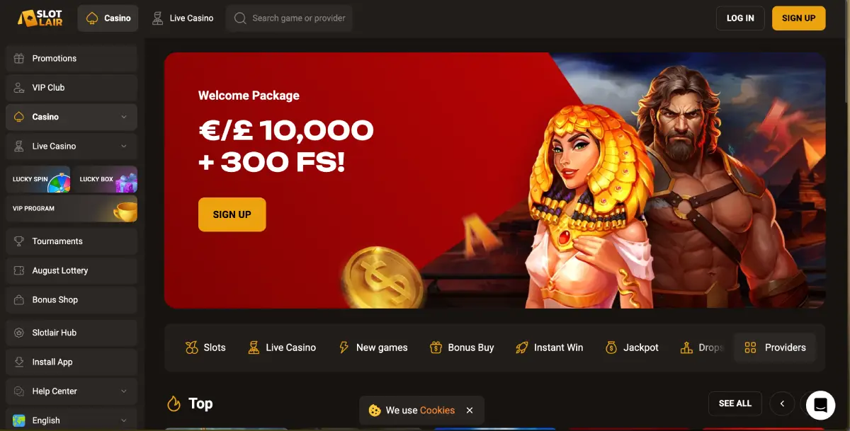 SlotLair Chicken Road casino homepage interface